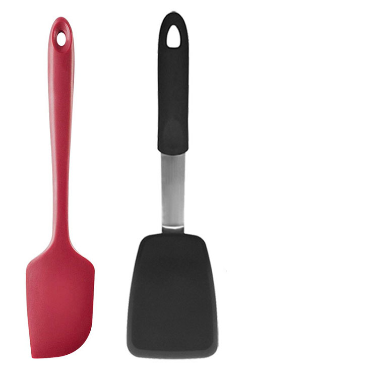 Amazon titanium kitchen utensils and food grade silicone blade 10 sets silicone scraper butter cake shovel suit